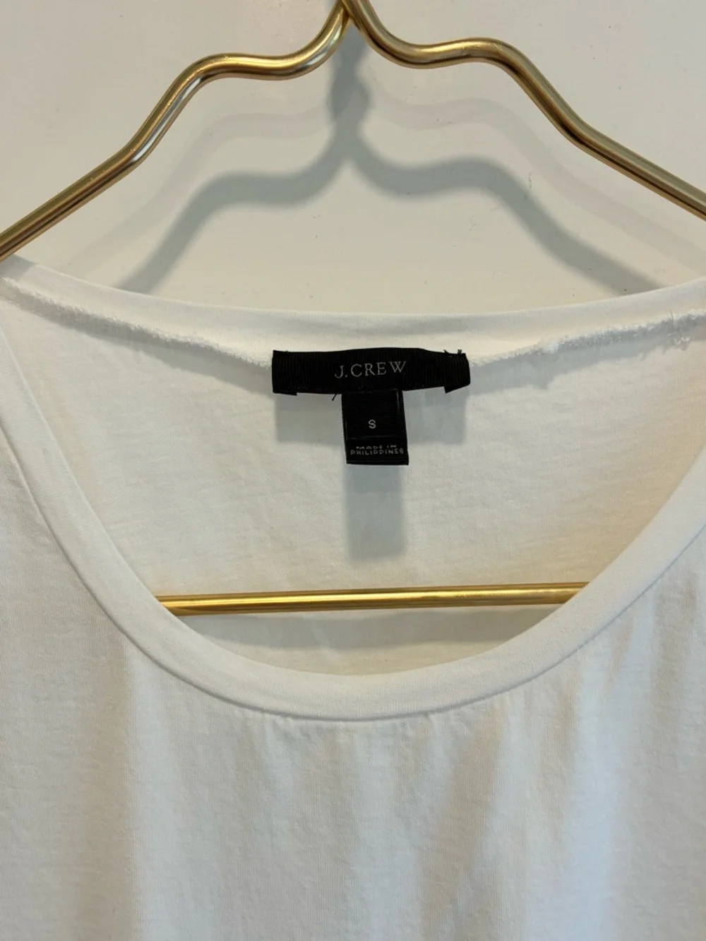 J. Crew ladies white crew-neck short-sleeve side-tie T-shirt